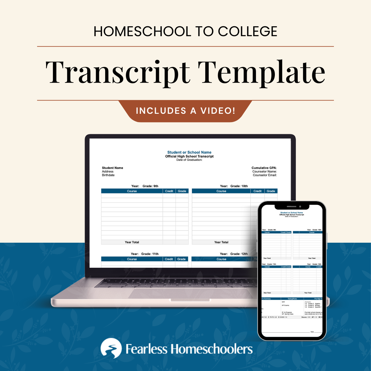 Homeschool Transcript Template